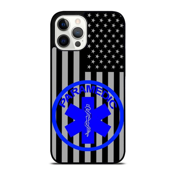 Thin White Line EMS EMT Paramedic American Flag Gift iPhone Case - Picture 1 of 1